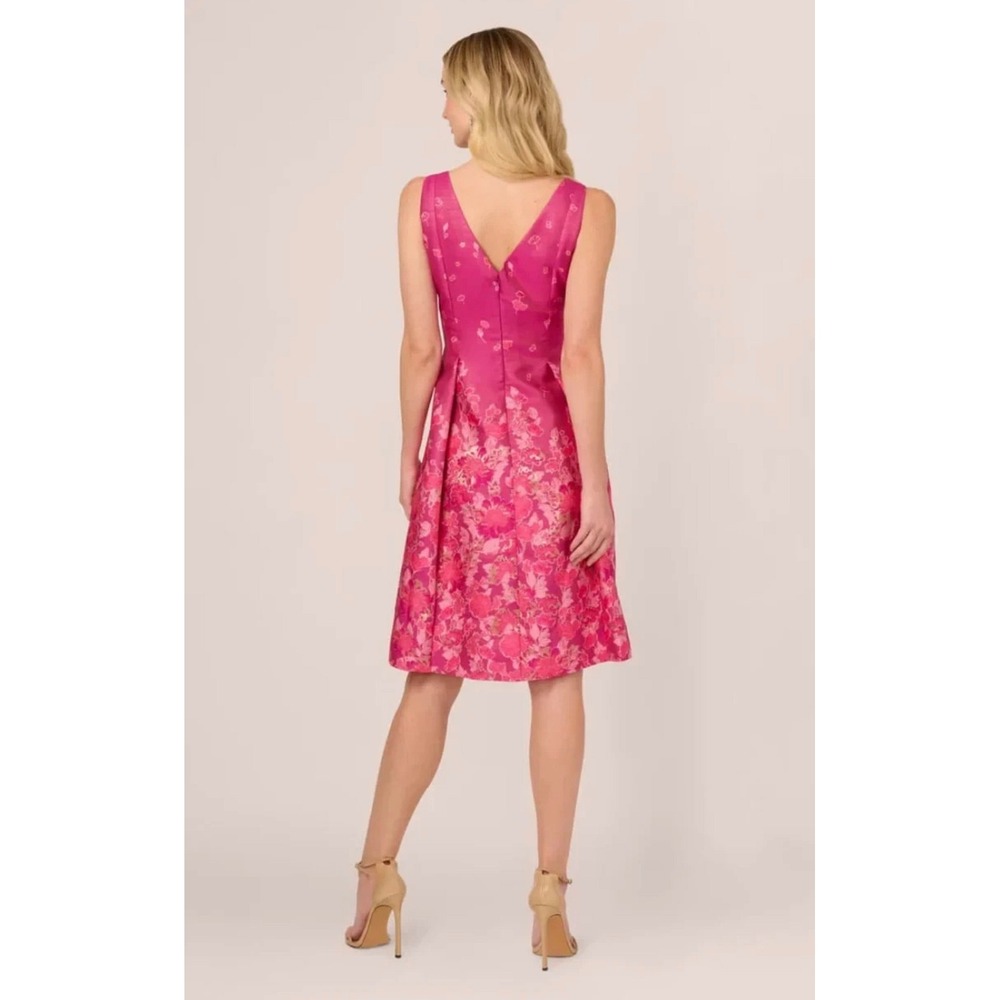 NWT Adrianna Papell Pink Floral Jacquard Fit & Flare Dress Size 8 - Picture 3 of 11
